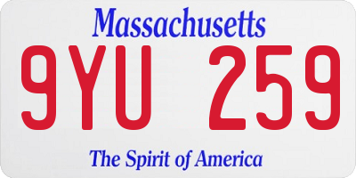 MA license plate 9YU259