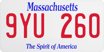 MA license plate 9YU260