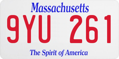 MA license plate 9YU261