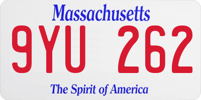 MA license plate 9YU262