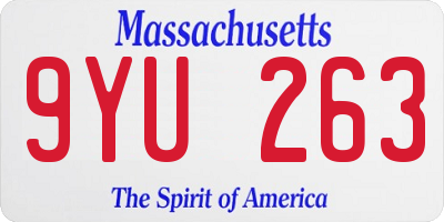 MA license plate 9YU263