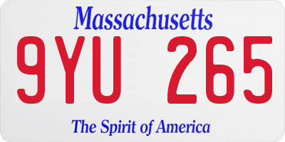 MA license plate 9YU265