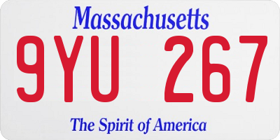 MA license plate 9YU267