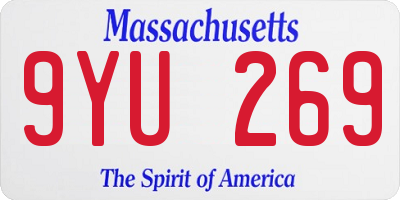 MA license plate 9YU269