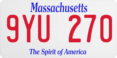 MA license plate 9YU270