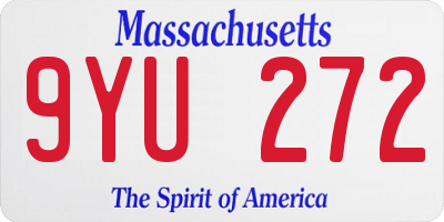 MA license plate 9YU272