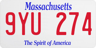 MA license plate 9YU274