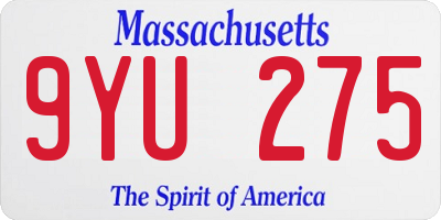 MA license plate 9YU275