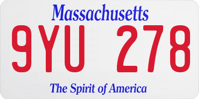 MA license plate 9YU278