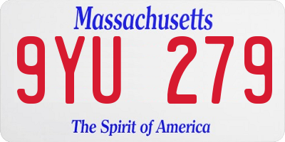MA license plate 9YU279