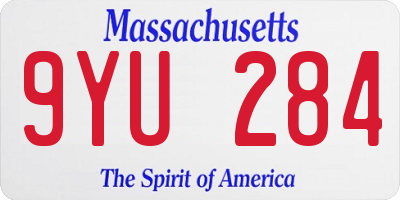 MA license plate 9YU284