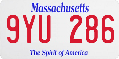 MA license plate 9YU286