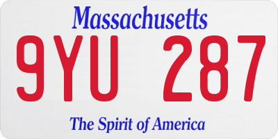 MA license plate 9YU287
