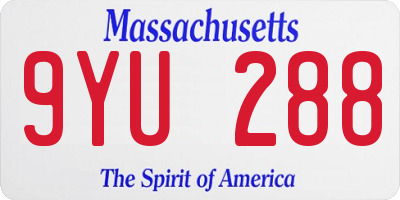 MA license plate 9YU288