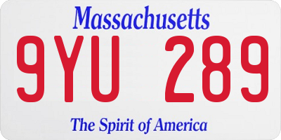 MA license plate 9YU289