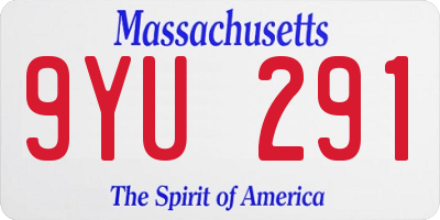 MA license plate 9YU291