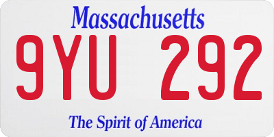 MA license plate 9YU292