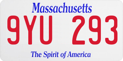 MA license plate 9YU293
