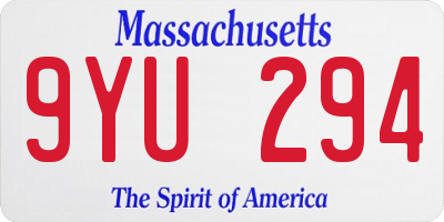 MA license plate 9YU294