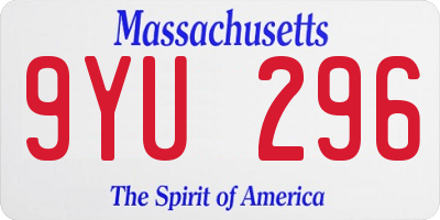 MA license plate 9YU296