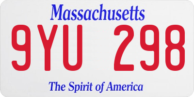 MA license plate 9YU298