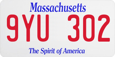 MA license plate 9YU302