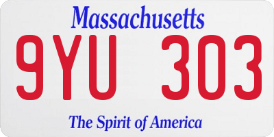 MA license plate 9YU303
