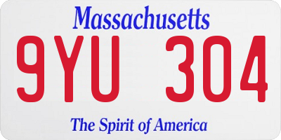 MA license plate 9YU304