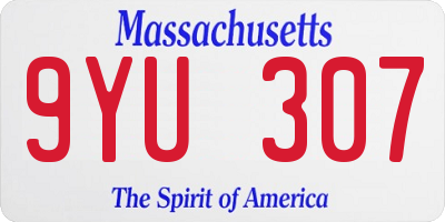 MA license plate 9YU307