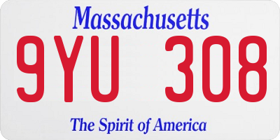 MA license plate 9YU308