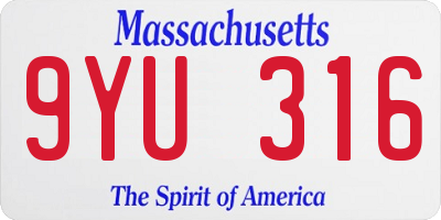 MA license plate 9YU316