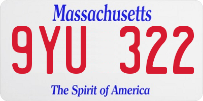 MA license plate 9YU322