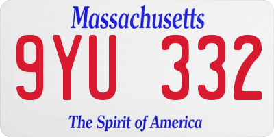 MA license plate 9YU332