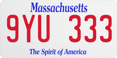 MA license plate 9YU333
