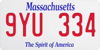 MA license plate 9YU334