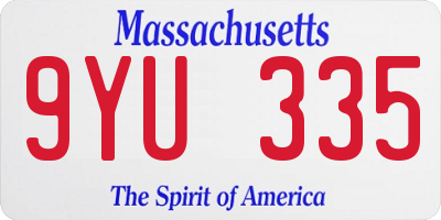 MA license plate 9YU335