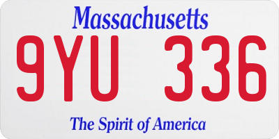 MA license plate 9YU336