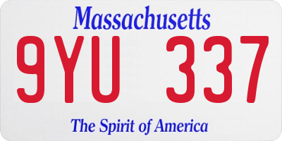 MA license plate 9YU337