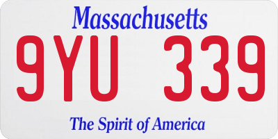MA license plate 9YU339