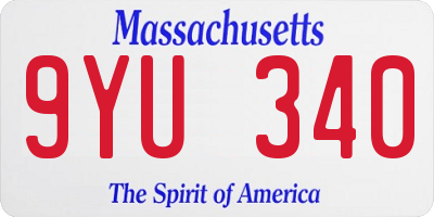 MA license plate 9YU340