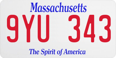 MA license plate 9YU343