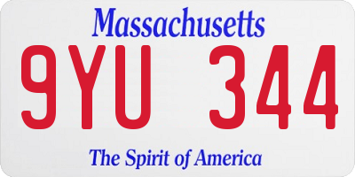 MA license plate 9YU344