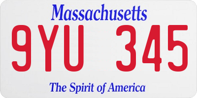 MA license plate 9YU345