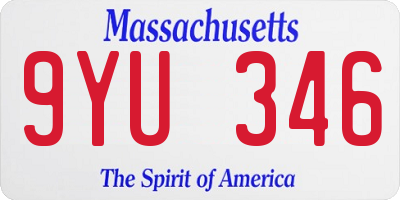 MA license plate 9YU346