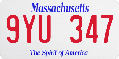 MA license plate 9YU347