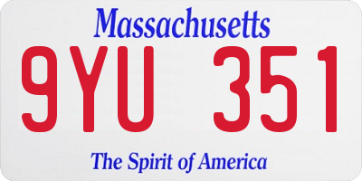 MA license plate 9YU351