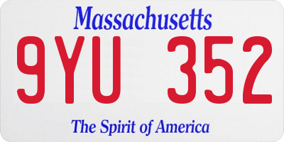MA license plate 9YU352