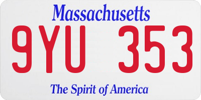MA license plate 9YU353