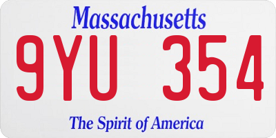 MA license plate 9YU354