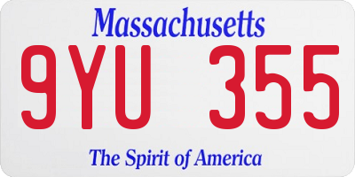 MA license plate 9YU355